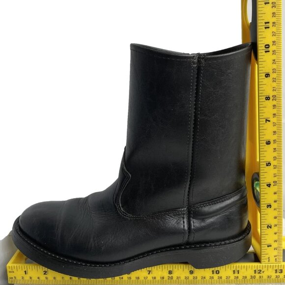 Vintage Kinney Leather Roper Black Biker Cowboy Western Work Boots Men's 9 EE - Picture 11 of 13